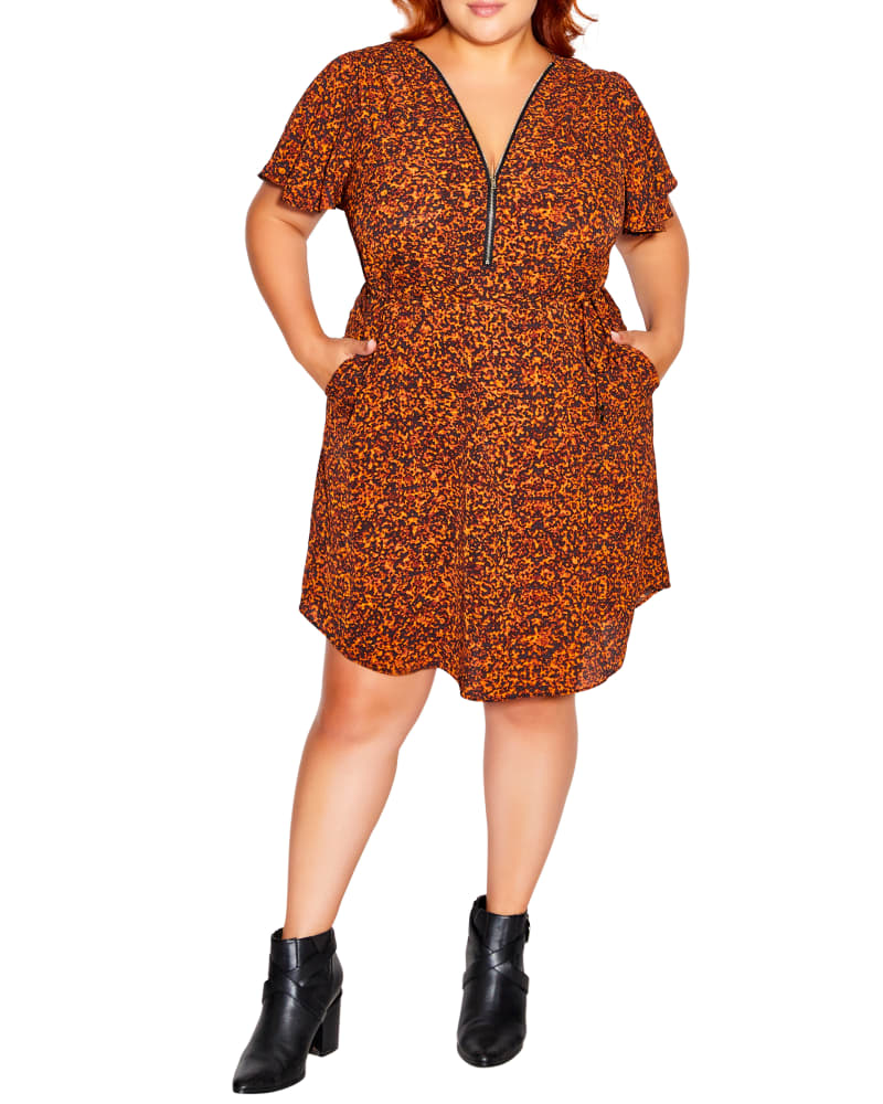 Front of a model wearing a size XS Fling Half Zip Dress in Limitless by City Chic. | dia_product_style_image_id:288590
